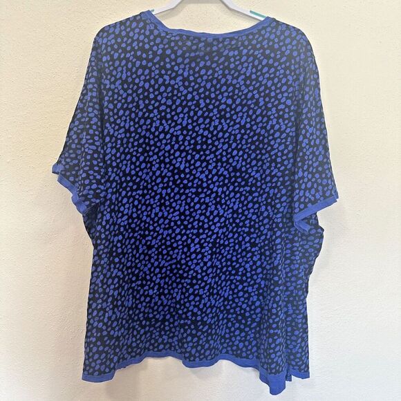 LOGO Lori Goldstein Perina Spotted Printed Tee T-Shirt Plus Size 4X Blue S/S - Picture 3 of 8